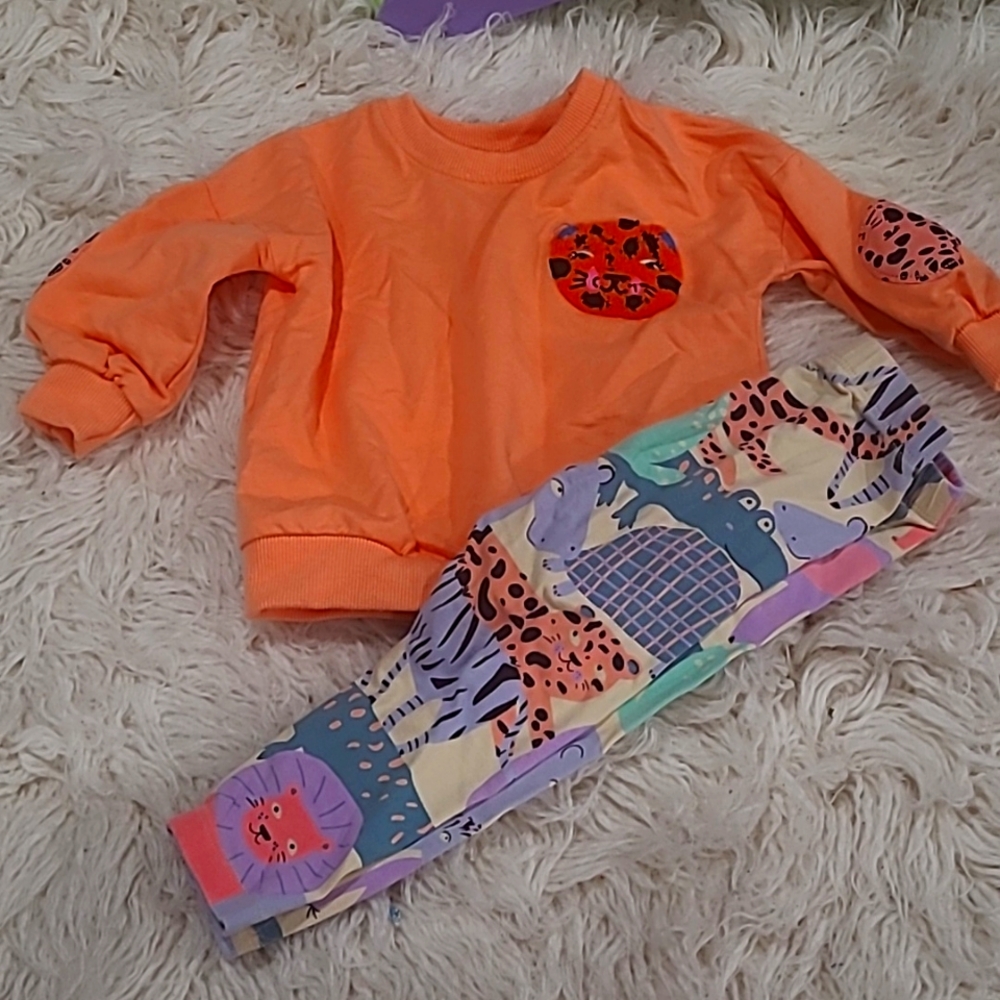 2 piece outfit for 12 month old - animal print very cute